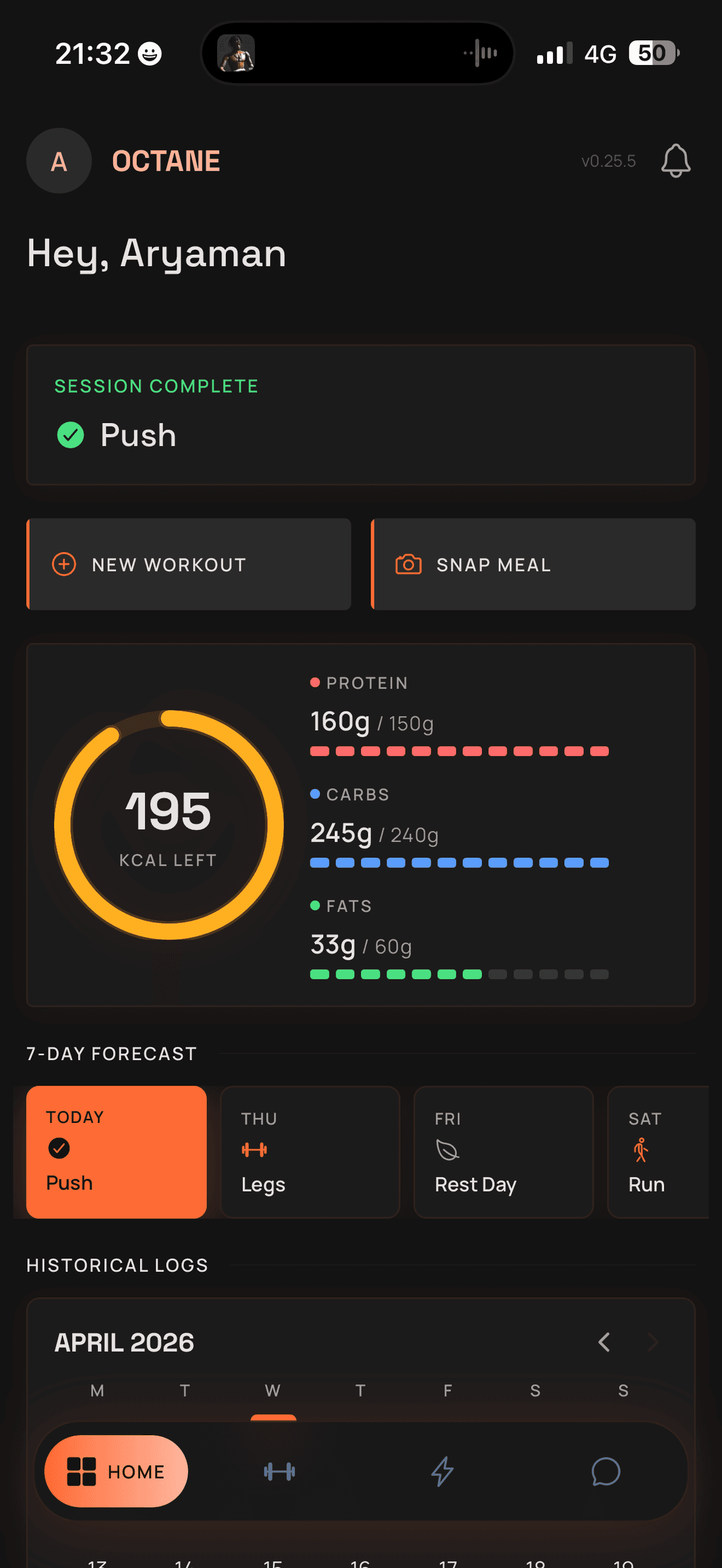 OCTANE Dashboard - Real app screenshot